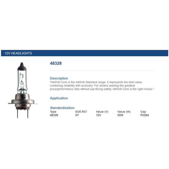 КРУШКА-H7 12V/55W Н 7   NARVA-48328 264328